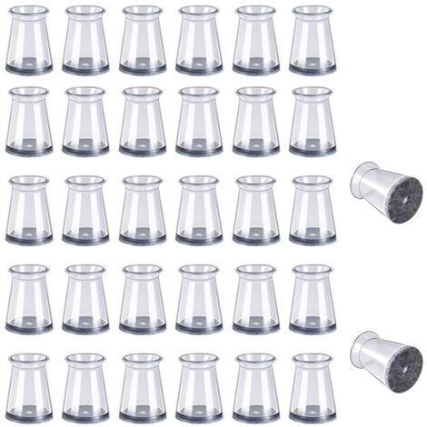 Neues Set mit 32 Stuhlbeinschonern, transparente Silikonschoner mit Filzgleitern (passende Größe: 16-22,9 mm)