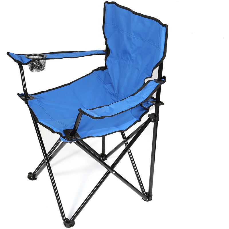 Chaise de Camping Pliante,Portable,avec Porte-gobelet,Capacité 130kg,Adaptée Camping,Jardin, Pêche,Terrasse,Barbecue-Bleu