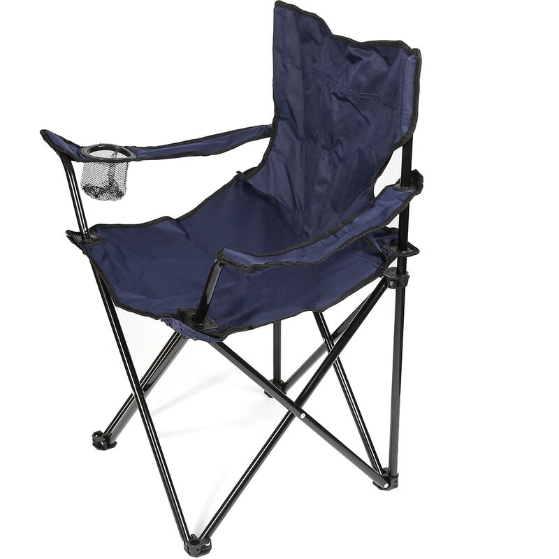 Chaise de Camping Pliante,Portable,avec Porte-gobelet,Capacité 130kg,Adaptée Camping,Jardin, Pêche,Terrasse,Barbecue-bleu marine