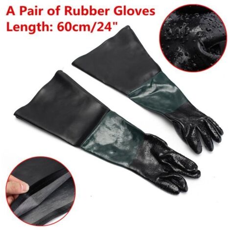 NEUFU Paire Caoutchouc Gants de Sablage Sableuse Sand Blast Blaster Cabinet Blasting 60CM