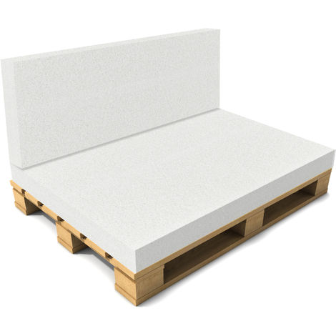 [neu.haus] Coussin de dos sans housse éponge pour meuble de palette 40 x 120 x 8 cm Blanc Idéal pour camping