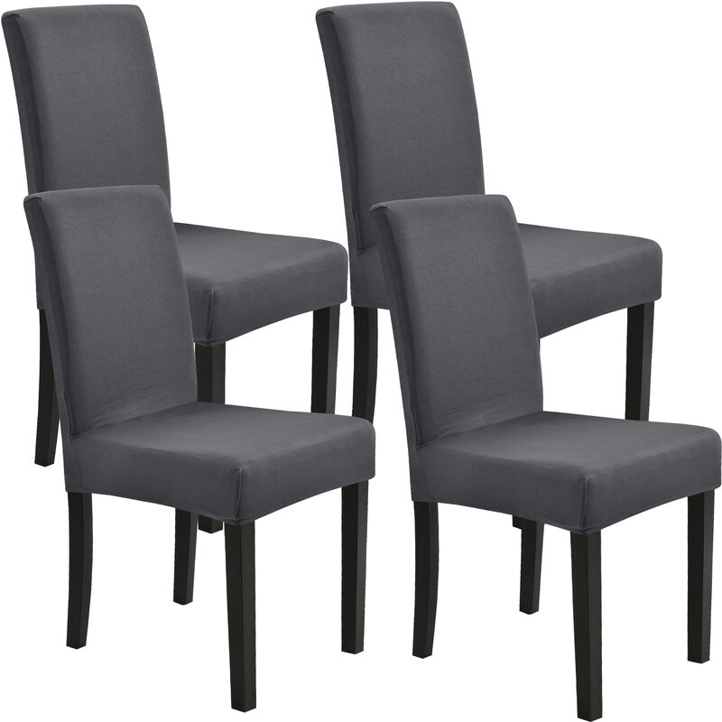 

Set de 4 x funda para silla material extensible y elástico para diferentes tamaños de sillas - en color gris oscuro