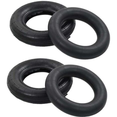 Neumático de carretilla y cámara de aire 4 piezas 3.50-8 4PR Goma Negro