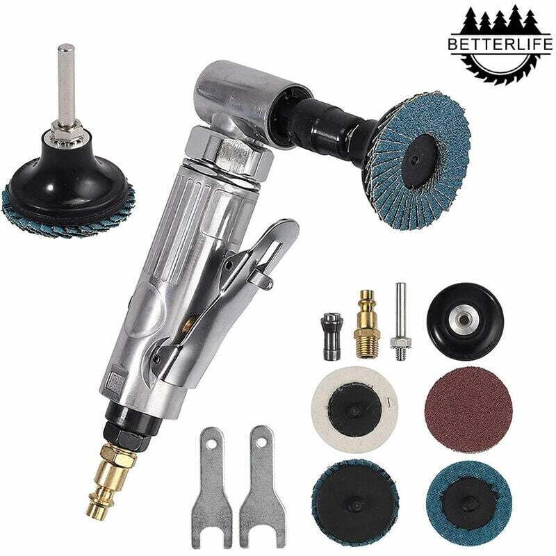 neumatique Meuleuse d'angle à Air (1/4 BSP 6.2Bar) pour Carrosserie Lustrer Polissage Ebavurage Arrondi Ponage équipé Disques de Sable en Corindon 2