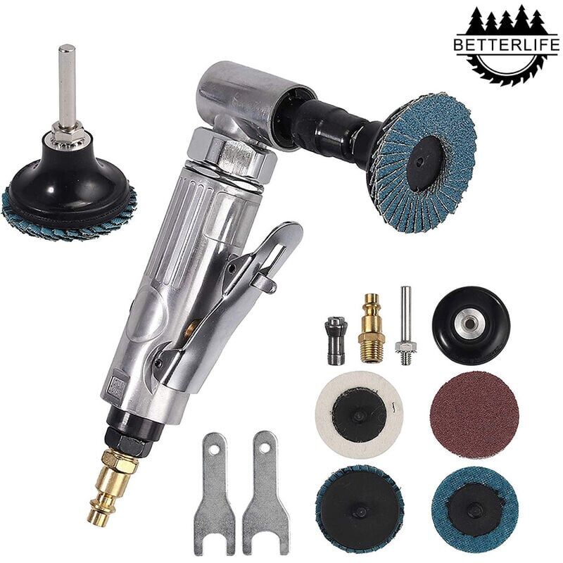 neumatique Meuleuse d'angle à Air (1/4 BSP 6.2Bar) pour Carrosserie Lustrer Polissage Ebavurage Arrondi Ponçage équipé Disques de Sable en Corindon 2