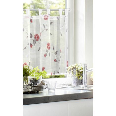 Neusser Collection Schlaufenpanneau Rosen rot rot, 140 x 45 cm Bistrogardinen