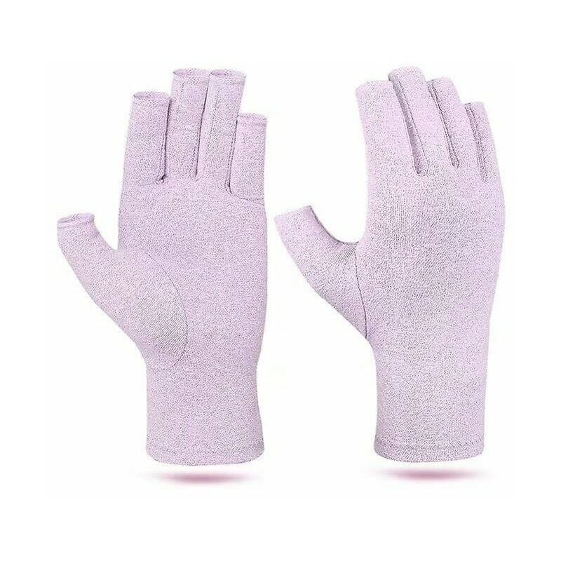 Neutral Arthritis Gloves Half Finger Compression Touchscreen Gloves (Purple-L)