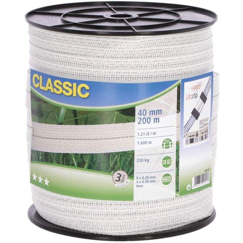 

Cinta de valla eléctrica Classic blanco 200 m 40 mm - Blanco - Neutral