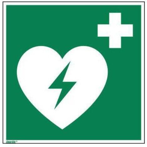 NEUTRALWARE Hinweisschild 20 x 20 cm (B x H) E010 Defibrillator als Fahnenschild Hart-PVC