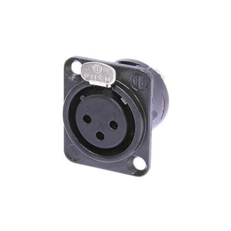 Neutrik - Conector XLR CHASIS Hembra - 3 Pines - CONTACTOS Dorados - Carcasa Negra - Formato 'D'