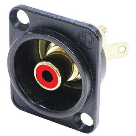 Neutrik - Connettore RCA femmina in formato D, cromato Alloggiamento nero, anello rosso