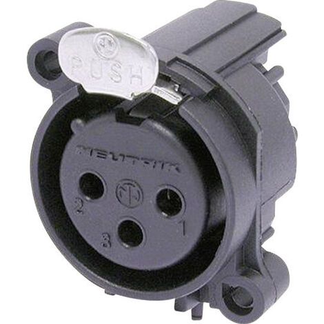 Neutrik NC3FAAH1 XLR-Steckverbinder Flanschbuchse, Kontakte gewinkelt Polzahl: 3 Schwarz 1 St.