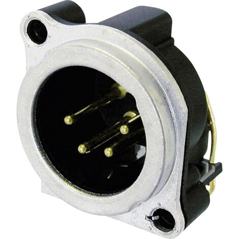 Neutrik NC4MBH XLR-Steckverbinder Flanschstecker, Kontakte gewinkelt Polzahl: 4 Silber 1 St.