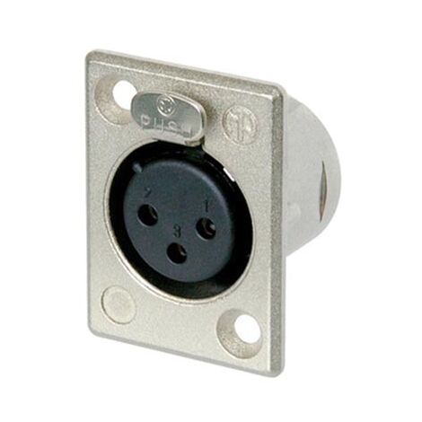Neutrik NTR-NC3FP1 - Conector (Negro, Plata, Níquel, Poliamida, Acero, Zinc de Acero, Níquel, UL 94 HB, IEC 61076-2-103, IP 40, IEC 68-2-20, 27 mm, 36,7 mm)