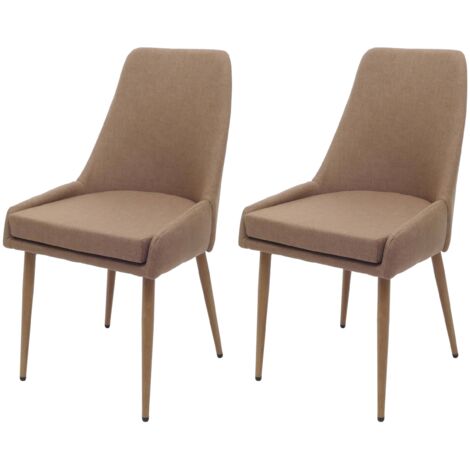 [NEUWERTIG] 2er-Set Esszimmerstuhl HHG-069, Küchenstuhl Polsterstuhl Stuhl, Stoff/Textil (280g/m²) Metall braun