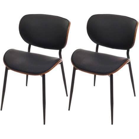 [NEUWERTIG] 2er-Set Esszimmerstuhl HHG-233, Stuhl, Bugholz Kunstleder 280g/m² Öko-Tex MVG Walnuss-Optik, schwarz