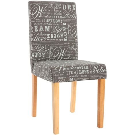 [NEUWERTIG] 2er-Set Esszimmerstuhl Stuhl Küchenstuhl Littau Textil mit Schriftzug, grau, helle Beine
