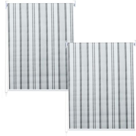 [NEUWERTIG] 2er-Set Rollo HHG-338, Fensterrollo Seitenzugrollo Jalousie, 100x160cm Sonnenschutz blickdicht grau/weiß