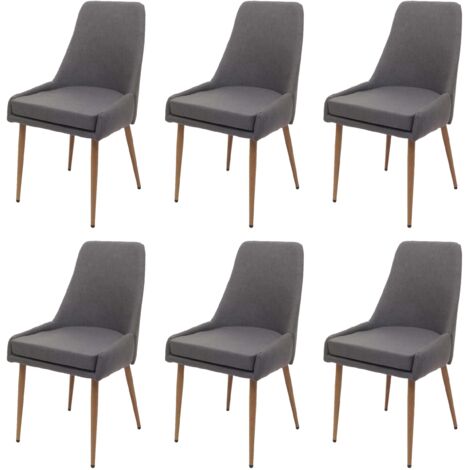 [NEUWERTIG] 6er-Set Esszimmerstuhl HHG-069, Küchenstuhl Polsterstuhl Stuhl, Stoff/Textil (280g/m²) Metall dunkelgrau