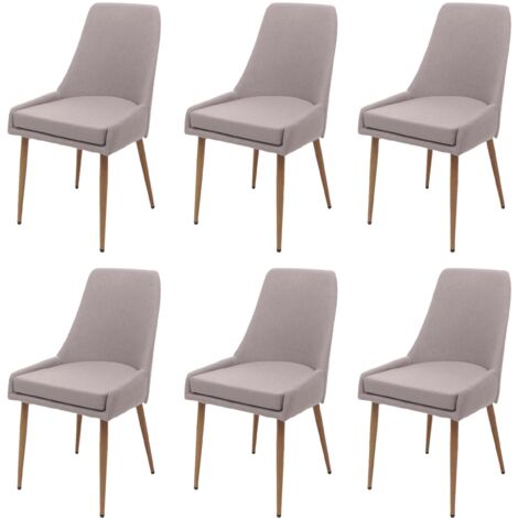 [NEUWERTIG] 6er-set Esszimmerstuhl HHG-069, Küchenstuhl Polsterstuhl Stuhl, Stoff/Textil (280g/m²) Metall hellgrau