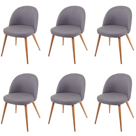 [NEUWERTIG] 6er-Set Esszimmerstuhl HHG-631, Stuhl Küchenstuhl, Retro 50er Jahre Design, Stoff/Textil dunkelgrau