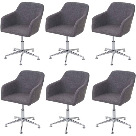[NEUWERTIG] 6er-Set Esszimmerstuhl HHG-834, Drehstuhl Loungesessel, höhenverstellbar Textil, grau