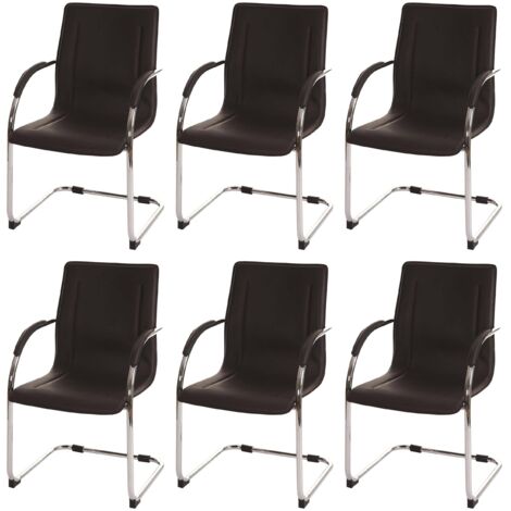 [NEUWERTIG] 6er-Set Esszimmerstuhl Perm, Freischwinger Küchenstuhl Lehnstuhl Stuhl, Stahl braun