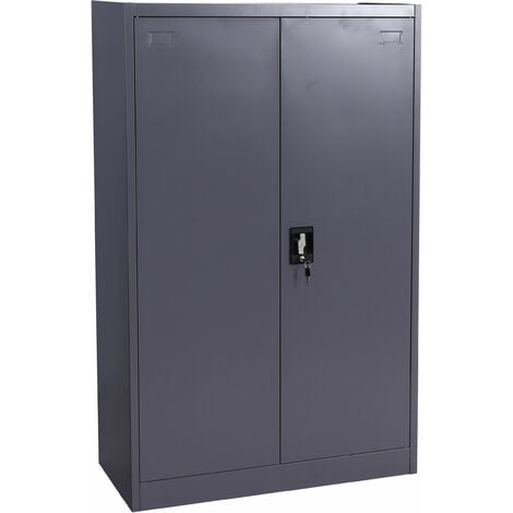 [NEUWERTIG] Aktenschrank HHG-731, Stahlschrank Büroschrank Schrank, 2 Türen abschließbar Metall 140x90x40cm dunkelgrau