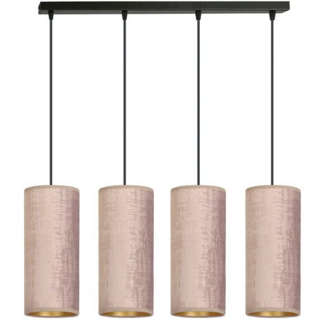 [NEUWERTIG] B-Ware Emibig Lighting Pendellampe Joni Hängeleuchte Leuchte Textil 4fl Lang Rosé Gold