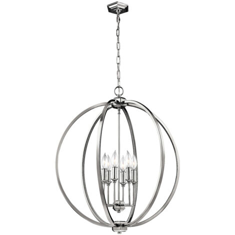 [NEUWERTIG] B-Ware Feiss Corinne Glanzvolle Hängeleuchte Hängelampe Deckenlampe Mit Nickelfinish