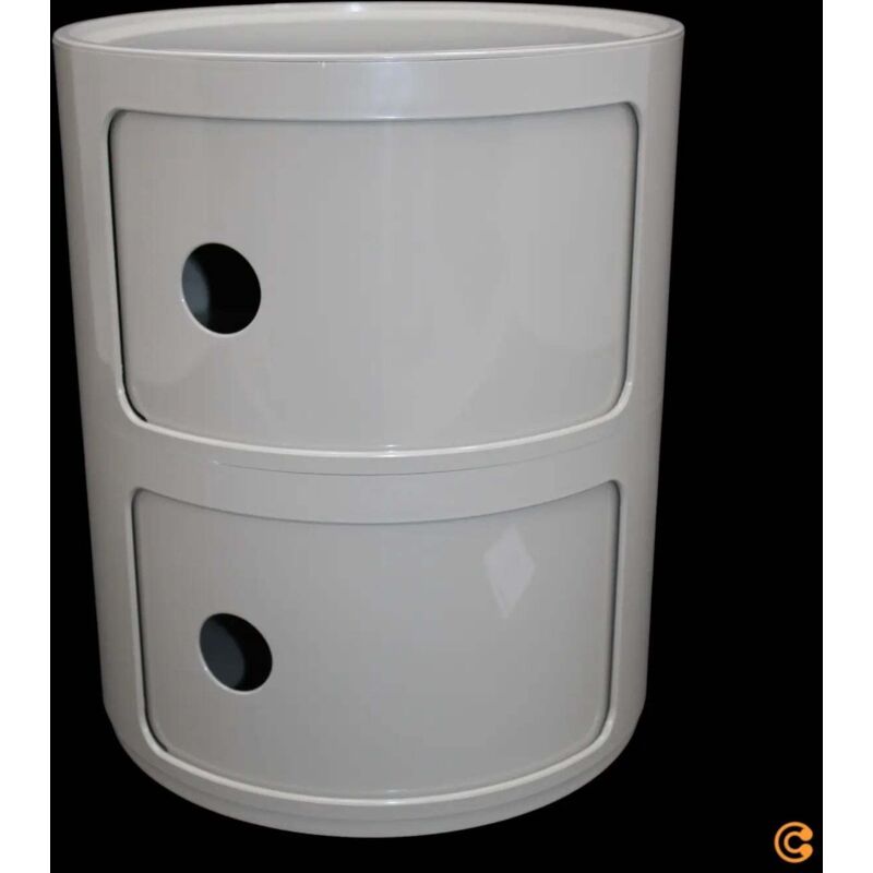 [NEUWERTIG] B-Ware Kartell Componibili Container Schrank Aufbewahrung Rund 2 Ebenen Taubengrau