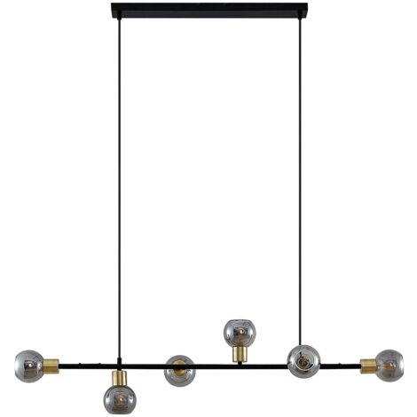 [NEUWERTIG] B-Ware Lindby Biscala Led Pendellampe Hängelampe Deckenlampe E14 Schwarz Messing Rauch