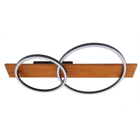 [NEUWERTIG] B-Ware Lindby LED-Deckenlampe Galad Deckenlampe Deckenlicht schwarz Holz 2-flg. 75 cm