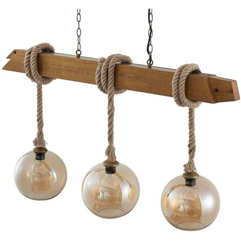 [NEUWERTIG] B-Ware Lucande Mevan Hängeleuchte Pendelleuchte Deckenlampe Lampe Holzbalken Amber212