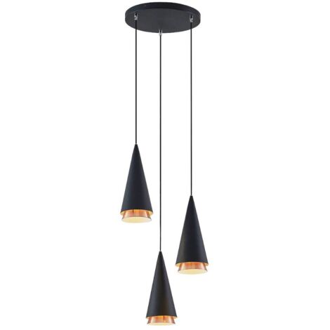 [NEUWERTIG] B-Ware Lucande Naoh Hängeleuchte Rondell Hängelampe Lampe Leuchte 3 Flg. E27 Schwarz151