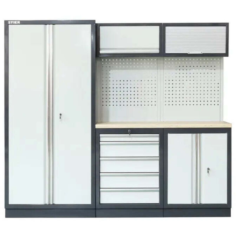 Image of [NEUWERTIG] B-Ware Stier Werkstatteinrichtung Set Werkstattmöbel Arbeitsplatte Ral7016 3 Teilig