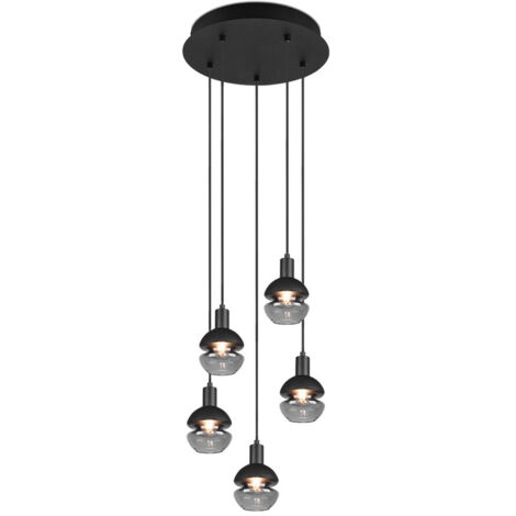 [NEUWERTIG] B-Ware Trio Lighting Hängelampe Lampe Deckenlampe Leuchte Mela Rund 5 Flammig Schwarz