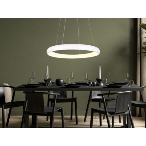 [NEUWERTIG] B-Ware Trio Lighting LED-Hängeleuchte Cardona Ø 75 cm weiß CCT Metall Deckenlampe Lampe