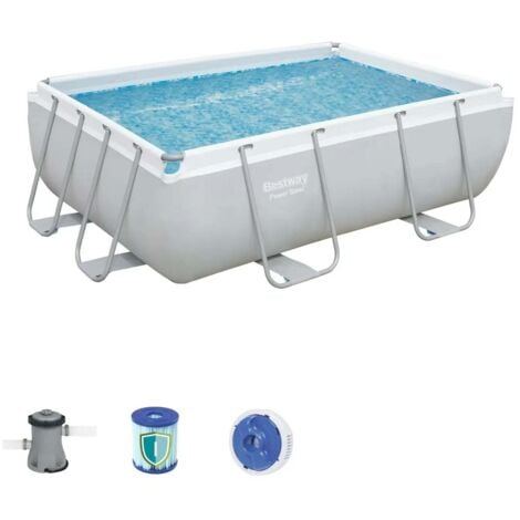[NEUWERTIG] Bestway Pool Stahl Rahmenbecken Schwimmbecken 282x196x84cm Hellgrau Pumpe Set B-Ware