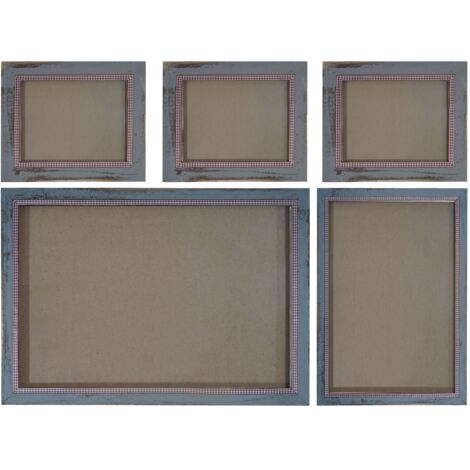 [NEUWERTIG] Bilderrahmen Set HHG-371, Fotorahmen Holzrahmen, 3x 21x26cm 1x 26x36cm 1x 36x51cm Shabby Landhaus grau
