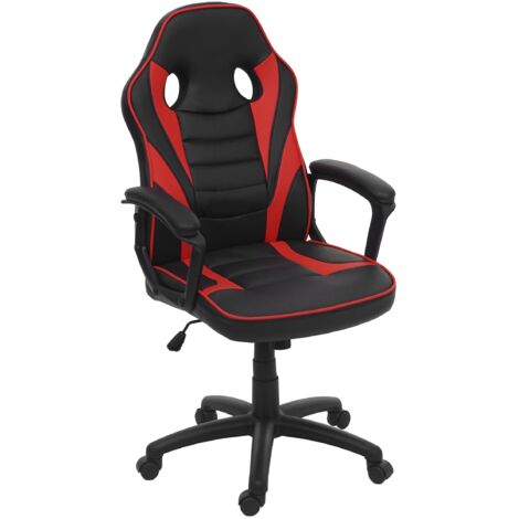[NEUWERTIG] Bürostuhl HHG-063, Schreibtischstuhl Drehstuhl Racing-Chair Gaming-Chair, Kunstleder schwarz/rot