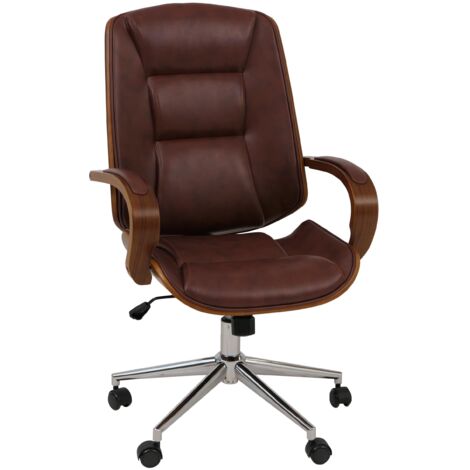 [NEUWERTIG] Bürostuhl HHG-539, Drehstuhl Chefsessel , Kunstleder (280g/m²) Bugholz MVG-zertifiziert Walnuss-Optik rotbraun
