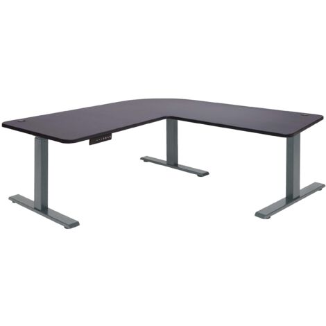 [NEUWERTIG] Eck-Schreibtisch HHG-772, Computertisch elektrisch höhenverstellbar 178x178cm 84kg MVG schwarz, anthrazit-grau