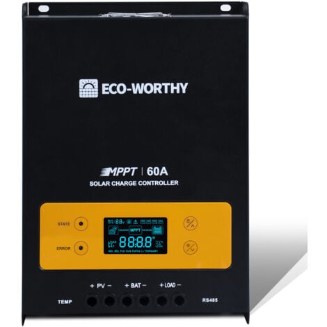 [NEUWERTIG] ECO-WORTHY 12V/24V MPPT 60A Solarladeregler mit OLED-Display für SLA/GEL/LI/FLD-Batterien, intelligenter Schutz vor Mehrfachladung der Module, PV-Eingang 1120W maximal für RV/home/farm.