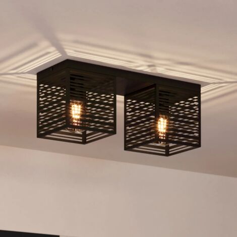 [NEUWERTIG] Eglo Deckenlampe Deckenleuchte Leuchte Piedritas Zwei Schwarze Quaderschirme B-Ware