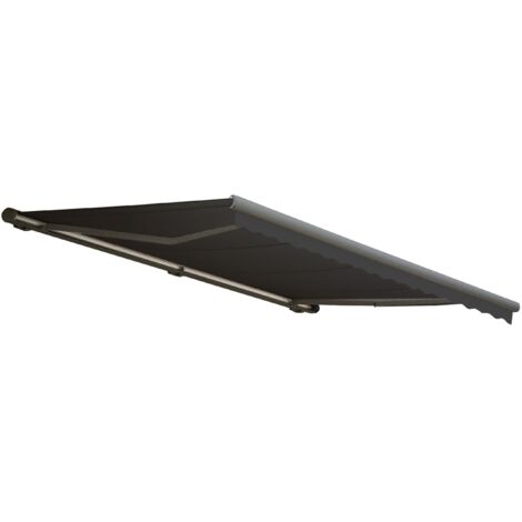 [NEUWERTIG] Elektrische Kassetten-Markise HHG-299, Vollkassette Volant 4x3m Polyester Anthrazit, grau