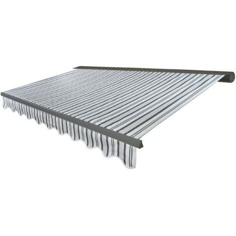 [NEUWERTIG] Elektrische Kassetten-Markise HHG-299, Vollkassette Volant 4x3m Polyester Grau/Weiß, grau