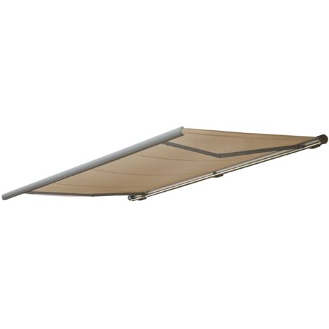 [NEUWERTIG] Elektrische Kassettenmarkise HHG-432, Markise Vollkassette 4,5x3m Polyester Creme, Rahmen grau