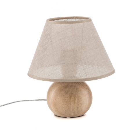 [NEUWERTIG] Envostar Gill Tischlampe Leuchte Lampe Holz Natur Schirm Beige Schalter E27 Spot B-Ware