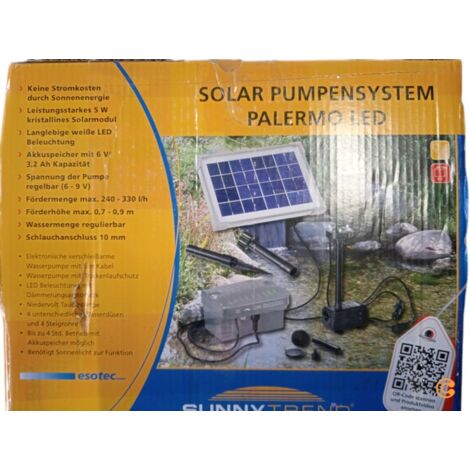 [NEUWERTIG] Esotec Palermo Led 101775 Solar Pumpenset Teichpumpe Wasserspiel 330 L/H    B-Ware